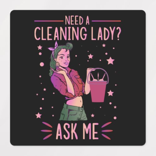 Cleaning Lady Housekeeper Housekeeping Cleaner Gra Labels