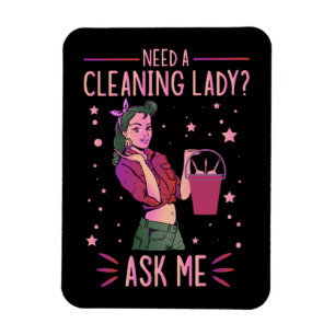 Cleaning Lady Housekeeper Housekeeping Cleaner Gra Magnet