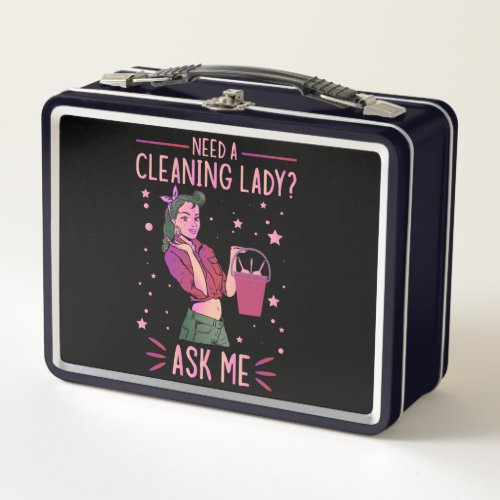 Cleaning Lady Housekeeper Housekeeping Cleaner Gra Metal Lunch Box