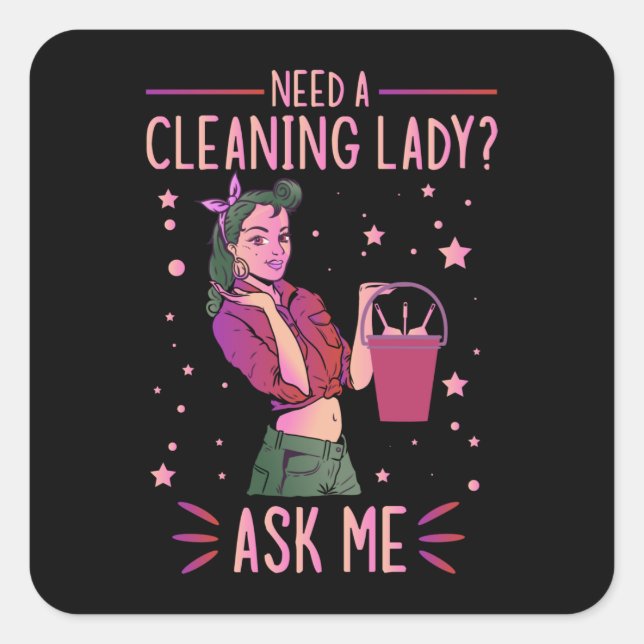 Cleaning Lady Housekeeper Housekeeping Cleaner Gra Square Sticker (Front)