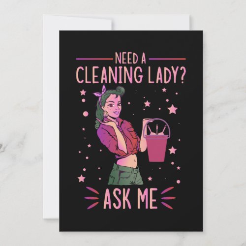 Cleaning Lady Housekeeper Housekeeping Cleaner Gra Thank You Card