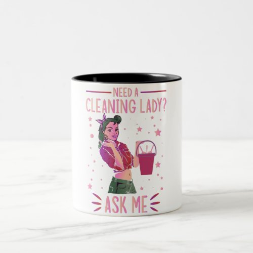 Cleaning Lady Housekeeper Housekeeping Cleaner Gra Two_Tone Coffee Mug