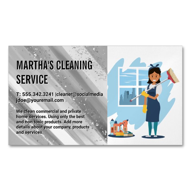 Cleaning Lady | Maid Business Card Magnet (Front)