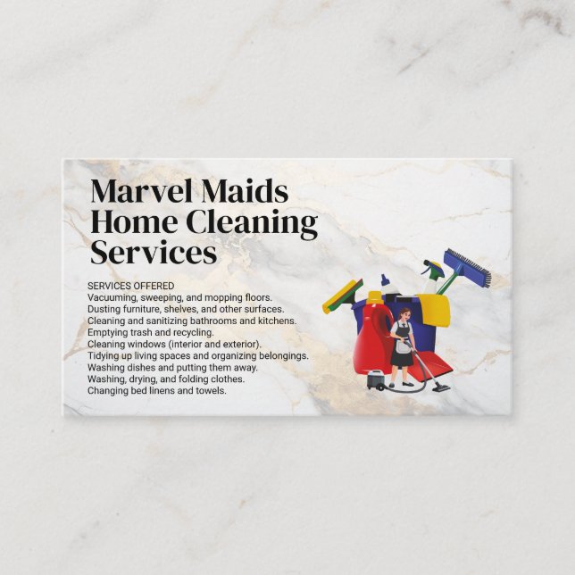 Cleaning Lady Mopping | Bucket Cleaning Equipment Business Card (Front)