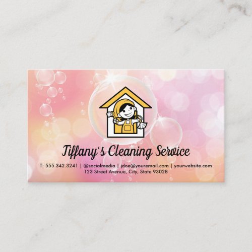 Cleaning Lady  Soap Bubbles Business Card