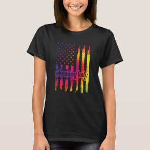 Cleaning Lady Us Flag Cleaner Housekeeper T-Shirt