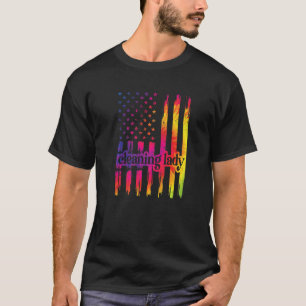 Cleaning Lady Us Flag Cleaner Housekeeper T-Shirt