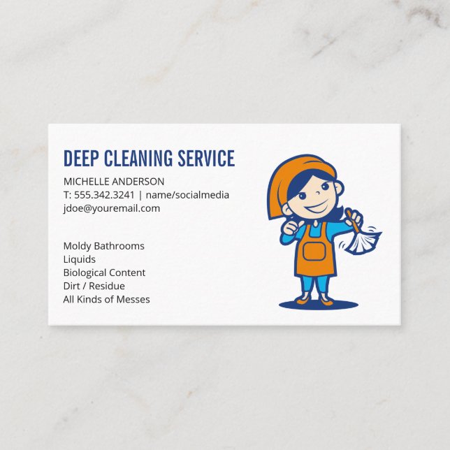 Cleaning Lady with Duster Business Card (Front)