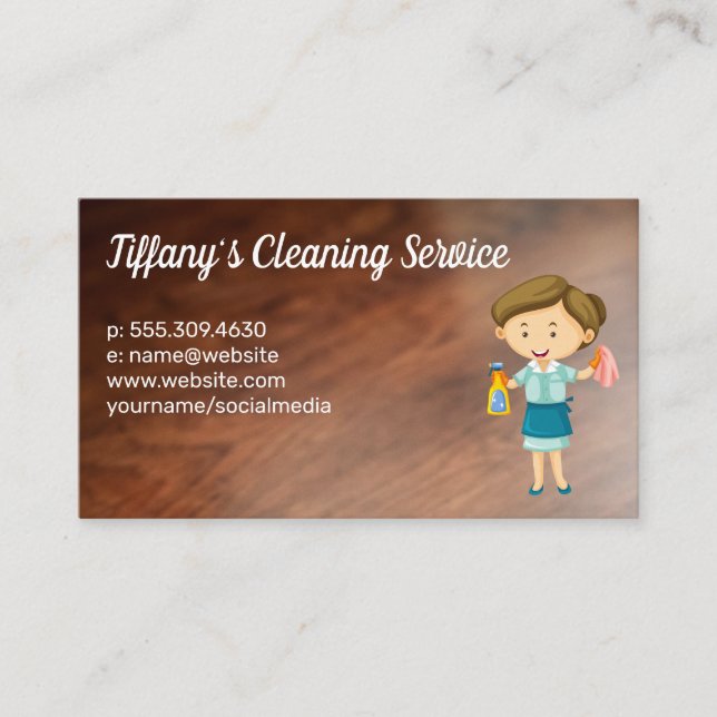 Cleaning Lady | Wood Floors Business Card (Front)