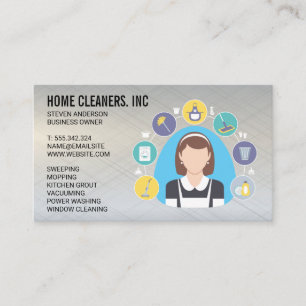 Cleaning Maid and Tools Business Card