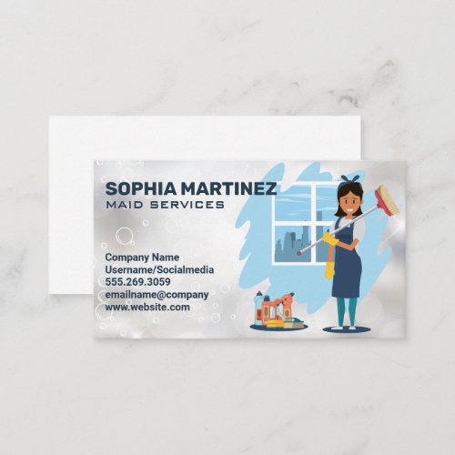 Cleaning Maid  Cleaner Services Business Card