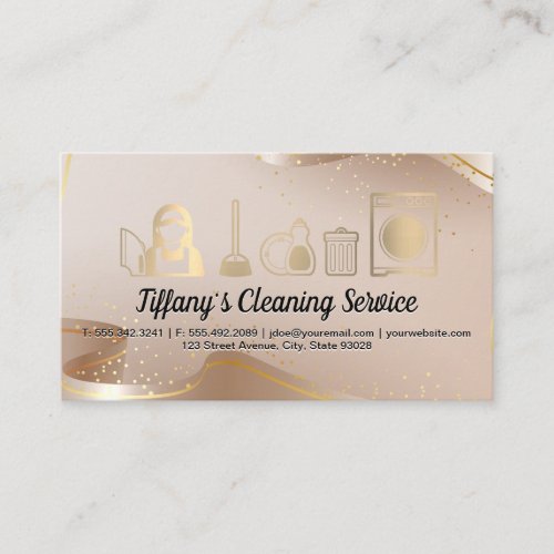 Cleaning  Maid  Cleaning Service Icons Business Card