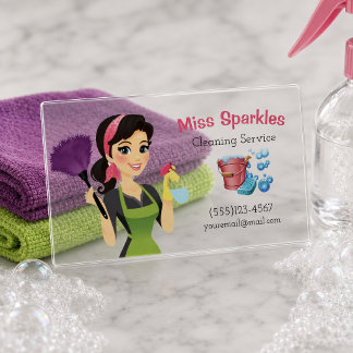 Cleaning Maid House Cleaning Services Clear Business Cards