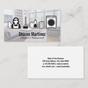 Cleaning Maid Icons   Living Room Business Card