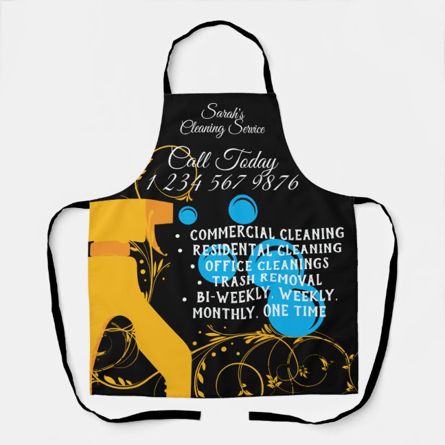 Cleaning Maid Janitorial Cute floral swirls Apron