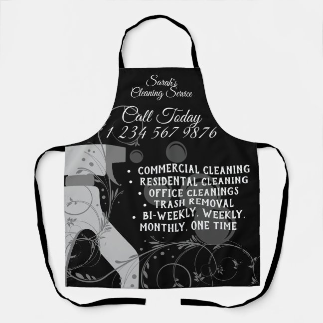 Cleaning Maid Janitorial Cute Stylish Black Apron