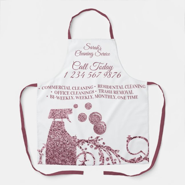 Cleaning Maid Janitorial simple spray pink swirl Apron