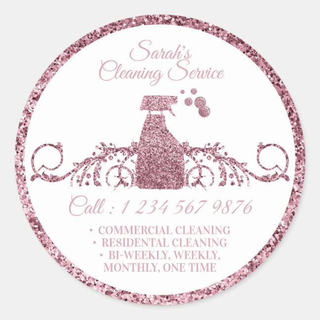 Cleaning Maid Janitorial sparkle glitter best Classic Round Sticker