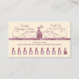 Cleaning Maid Janitorial sparkle Housekeep ivory Loyalty Card