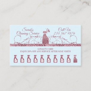 Cleaning Maid Janitorial sparkle Housekeeping blue Loyalty Card