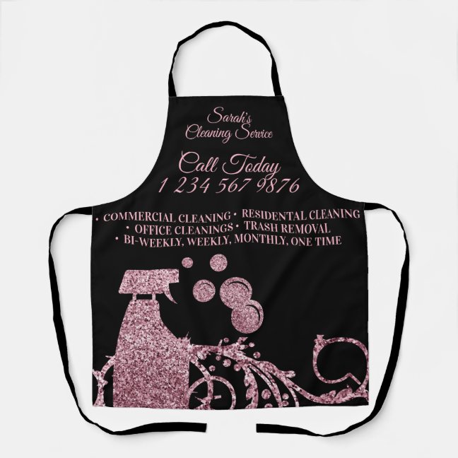 Cleaning Maid Janitorial sparkle spray pink swirl Apron