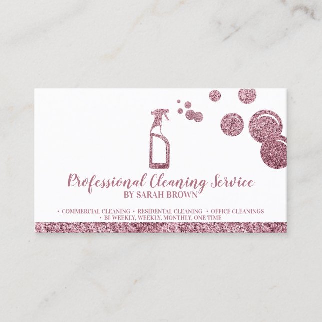 Cleaning Maid Janitorial sparkling Bubble Business Card (Front)