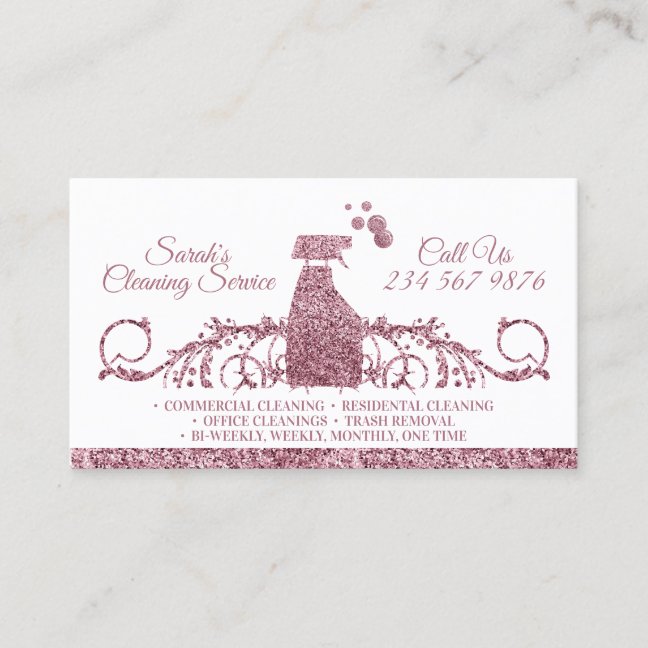 Cleaning Maid Janitorial sparkling pink Business Card