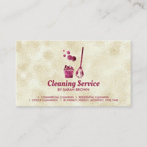 Cleaning Maid Janitorial sparkling Pink Gold Business Card