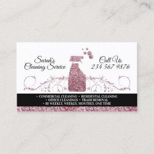 Cleaning Maid Janitorial sparkling pink services Business Card