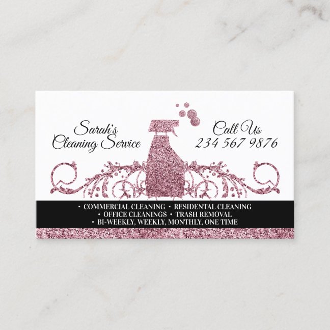 Cleaning Maid Janitorial sparkling pink services Business Card