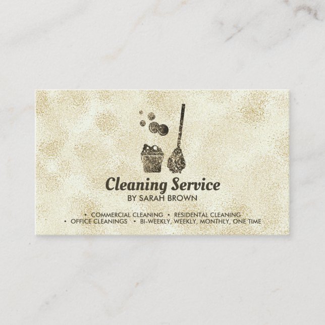 Cleaning Maid Janitorial sparkling sepia Business Card (Front)
