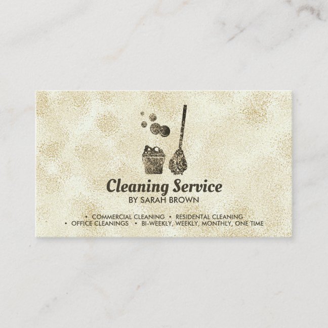 Cleaning Maid Janitorial sparkling sepia Business Card