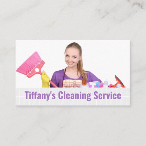 Cleaning Maid Service  Add Custom Photo Business Card