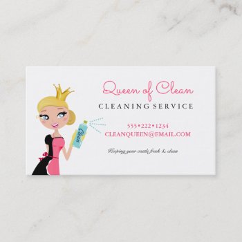 Cleaning Maid Service Blonde Character Crown Business Card by HydrangeaBlue at Zazzle