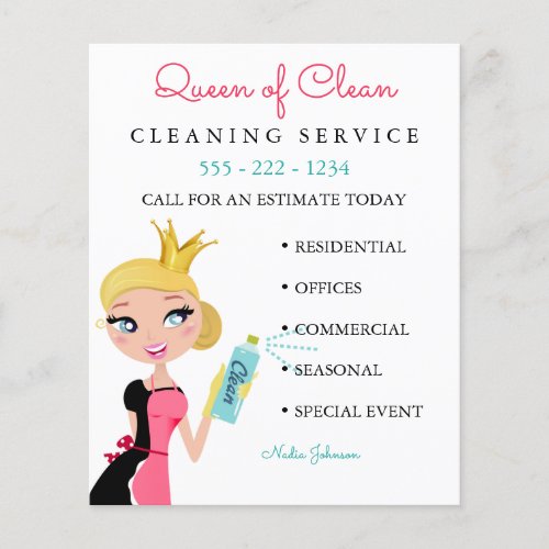 Cleaning Maid Service Blonde Character Crown Flyer