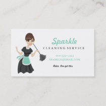 Cleaning Maid Service Character Featherduster Business Card