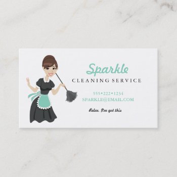 Cleaning Maid Service Character Featherduster Business Card by HydrangeaBlue at Zazzle