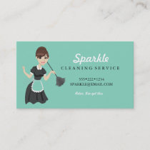 Cleaning Maid Service Character Featherduster Business Card