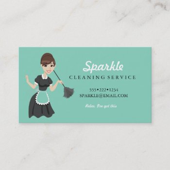 Cleaning Maid Service Character Featherduster Business Card by HydrangeaBlue at Zazzle