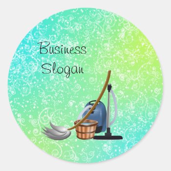 Cleaning Maid Service Classic Round Sticker by AutumnRoseMDS at Zazzle