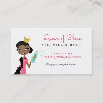 Cleaning Maid Service Ethnic Character Crown Business Card by HydrangeaBlue at Zazzle