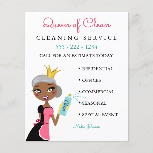 Cleaning Maid Service Ethnic Character Crown Flyer