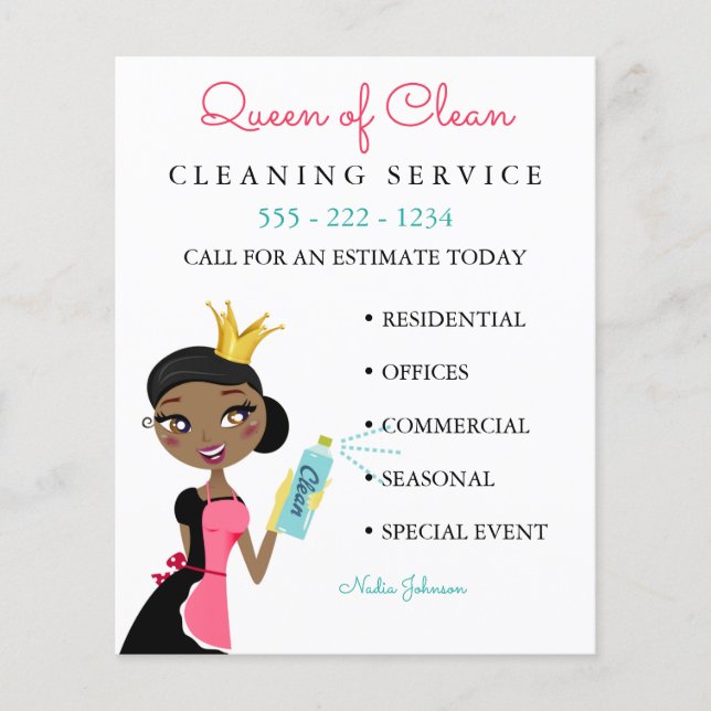 Cleaning Maid Service Ethnic Character Crown Flyer (Front)