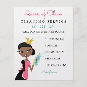 Cleaning Maid Service Ethnic Character Crown Flyer by HydrangeaBlue at Zazzle