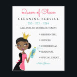 Cleaning Maid Service Ethnic Character Crown Flyer<br><div class="desc">Female character with apron and crown. Make the paper any color you like. Customize fonts and color.</div>