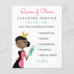 Cleaning Maid Service Ethnic Character Crown Flyer<br><div class="desc">Female character with apron and crown. Make the paper any color you like. Customize fonts and color.</div>