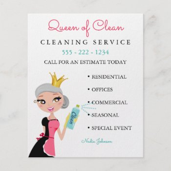 Cleaning Maid Service Gray Character Crown Fly Flyer by HydrangeaBlue at Zazzle