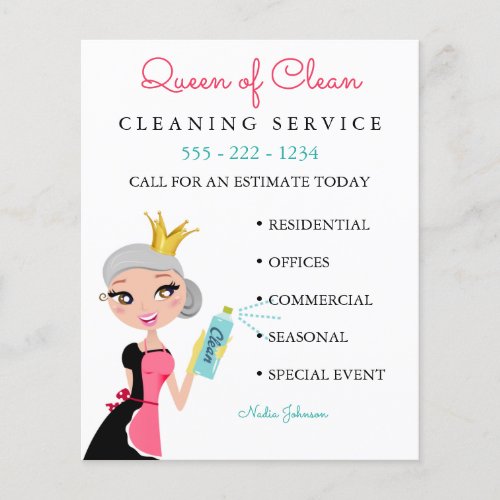 Cleaning Maid Service Gray Character Crown Fly Flyer