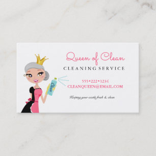 Cleaning Maid Service Gray Hair Character Crown Business Card