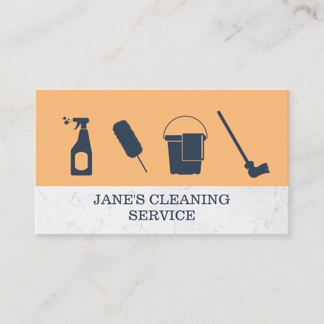 Cleaning | Maid Service | Marble | Home Service Business Card (Front)